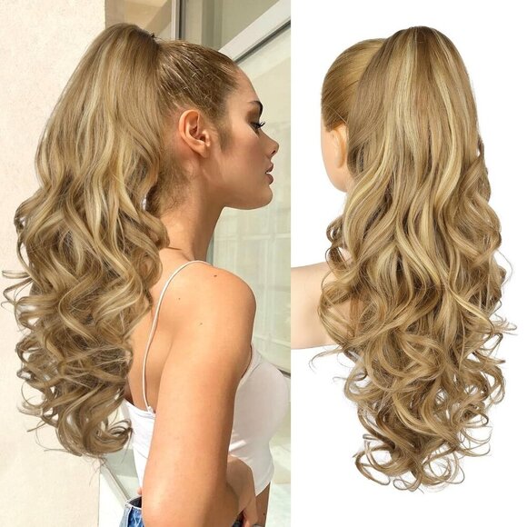 Ponytail Extension, 24" Claw Clip in Ponytail Extensions Long Curly Wavy Ponytai - Picture 1 of 7